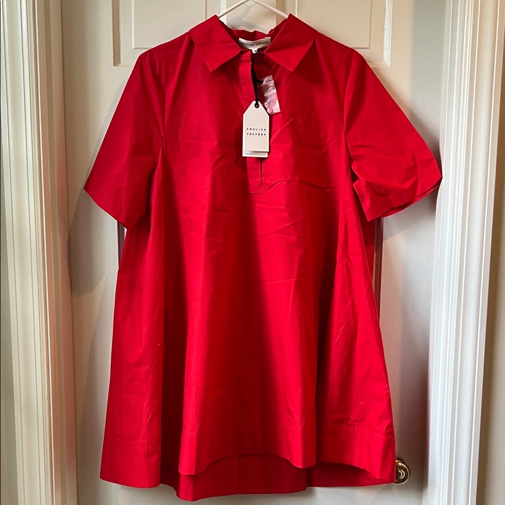 English Factory red a line cotton dress Medium NWT
